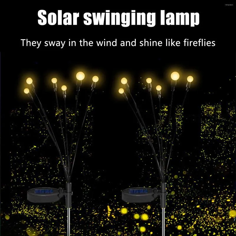 Flores decorativas 1/2pcs Luzes de Firefly movidas a solar Lâmpada de lâmpada de jardim ao ar livre Abertura automaticamente à noite