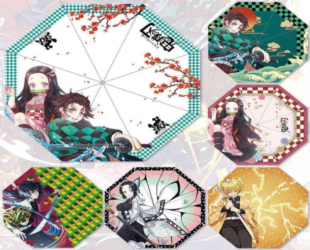 Devil's Blade Automatischer faltbarer Anime-Regenschirm, Kimetsu No Yaiba Ninja Samurai-Regenschirm, Regen, Herren, winddichter Sonnenschirm, Y11066940697