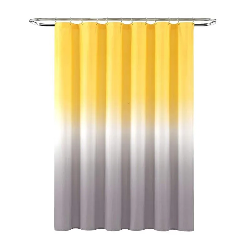 Curtains Inyahome Yellow Shower Curtains for Bathroom Decor Water Resistant Polyester Fabric Bath Curtain for Spring Bathroom Accessories