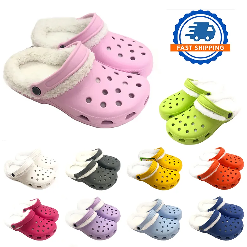 Slippers designer slide cro slipper heren dames gesp klomp katoen Warme schoenen baby sandalen slides klassieke triple zwart witte sandaal schoenen