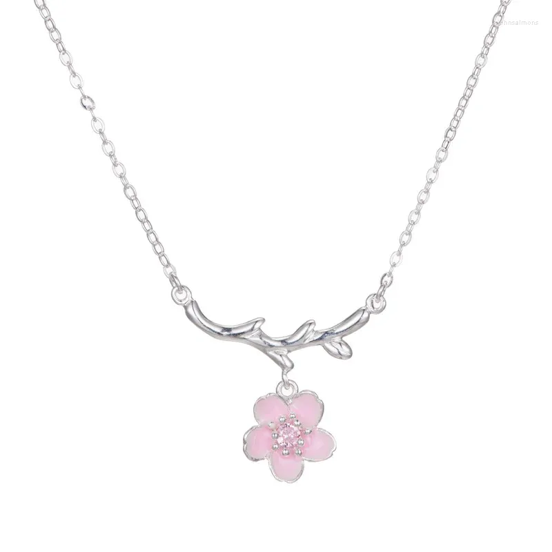 ネックレス・ペンダント Blossom Party Silver Pink Necklace (SILVER925) DHgate.com:925 Sterling Silver Pink Flower Pendant Necklace