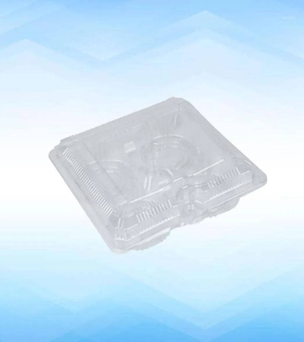 Present Wrap 100 PCS 4GRIDS Disponibla paketlådor Transparent bakning Förpackning Egg TART TRAYS FÖR HEM Restaurang3563739