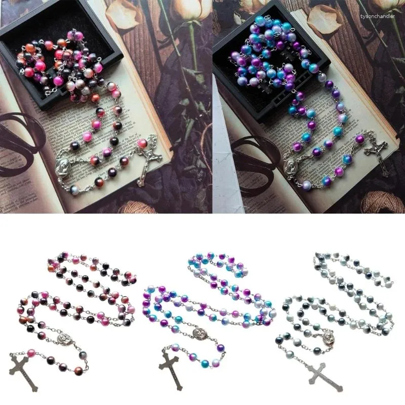 Chains Round Beads Rosary Necklaces Catholic Pendant Christian Prayer Gift