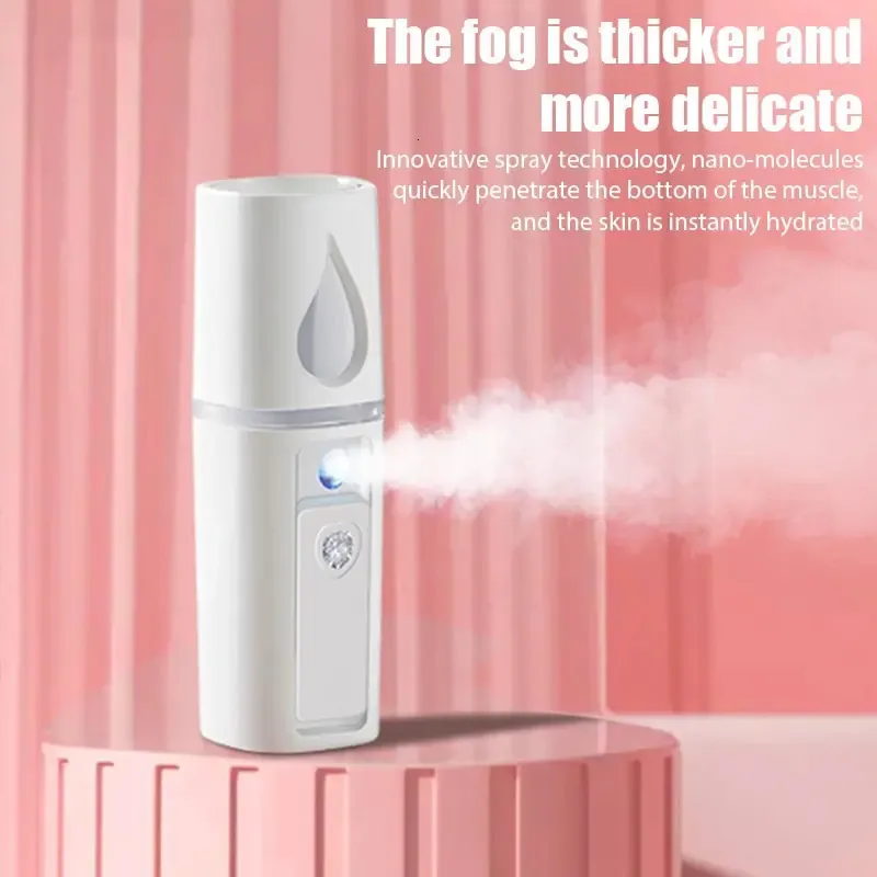 Ångare 30 ml Mini Nano Sprayer USB Nebulizer Fuktare Fuktande Hydrating Women Beauty Skin Care Tool 231124