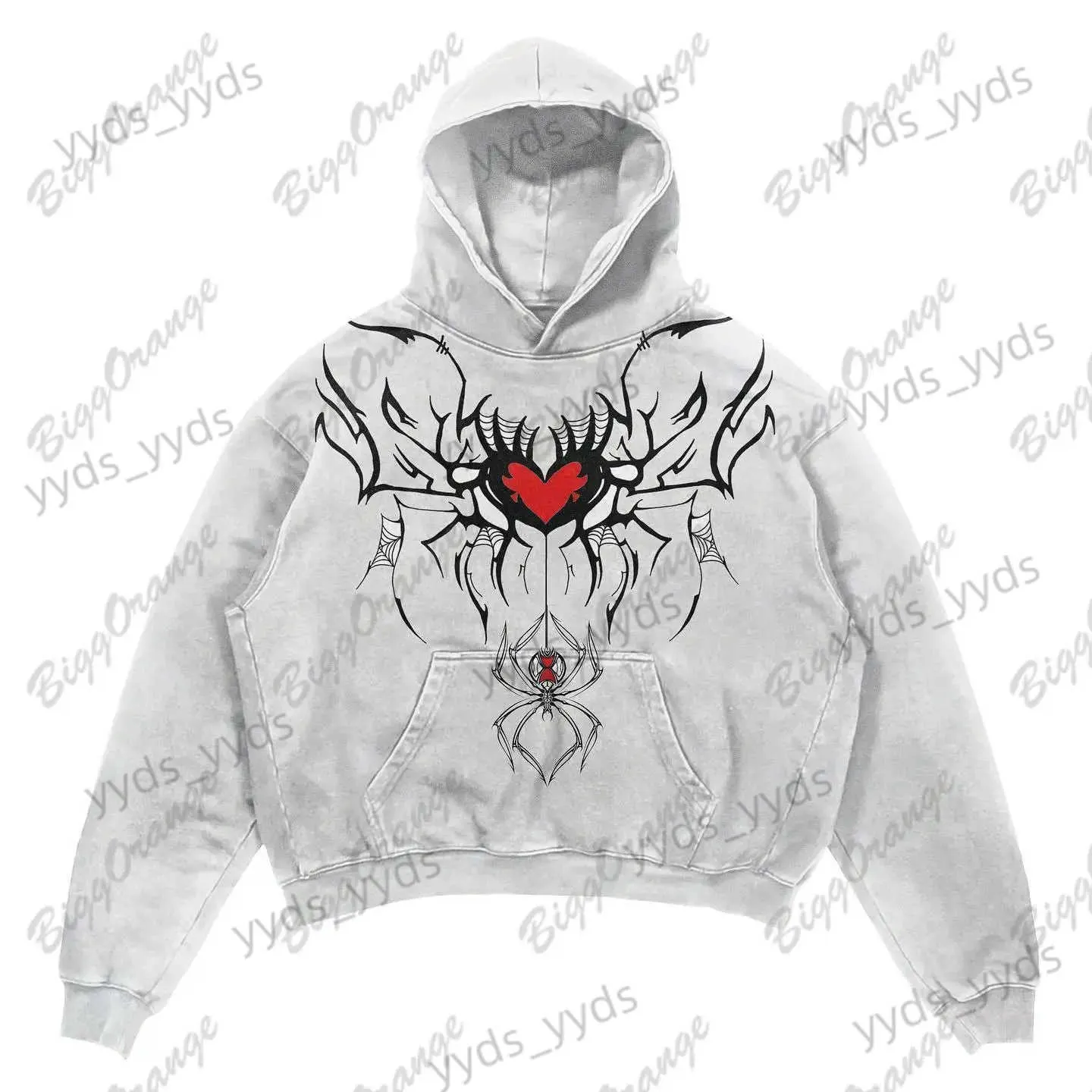 Erkek Hoodies Sweatshirts kırmızı kalp örümcek ipi desen basılı kazak çeşitli garip yüksek kaliteli hoodies cadde gündelik erkek ve kadın üstleri t231127