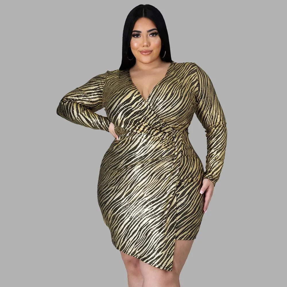 Abiti abbigliamento taglie forti 6xl Mini abiti Abiti a strisce eleganti abiti vintage orlo irregolare BodyCon Dropshipping all'ingrosso