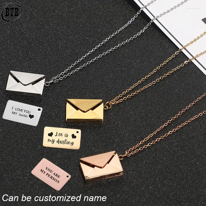 Pendant Necklaces Design Stainless Steel Customized Name Necklace Lover Couple Gift Letter Envelope Women Choker Link Chain Jewelry