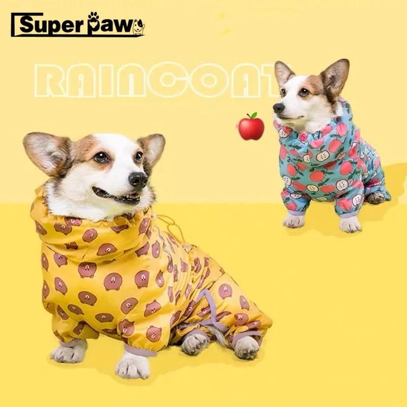 Raincoats Fashion Dog Raincoat Jumpsuit For Small Medium Dogs Rain Coat Pet Clothes Corgi Shiba Inu Schnauzer Pug Waterproof Jacket CQC01