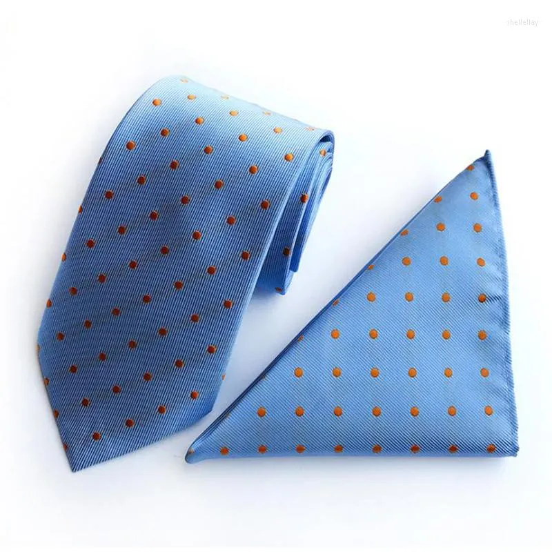 Papillon RBOCOMCravatta scozzese blu da uomo e fazzoletto set 8 cm Collo cachemire marrone con fazzoletto da taschino Cravatta a pois alla moda Matrimonio rosso