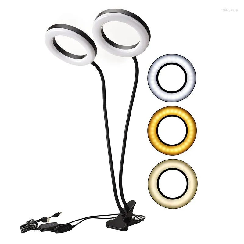 Tischlampen Dual Clip-on Beleuchteter Schreibtisch LED USB Charge Einstellbare Lichttemperatur