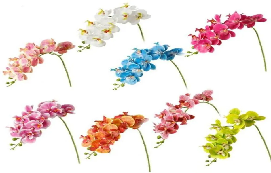 Decorative Flowers Wreaths 8 Colors Latex 9 Heads 3D Printed Butterfly Orchid Home Decor Wedding Decoration Artificial Flower5548553