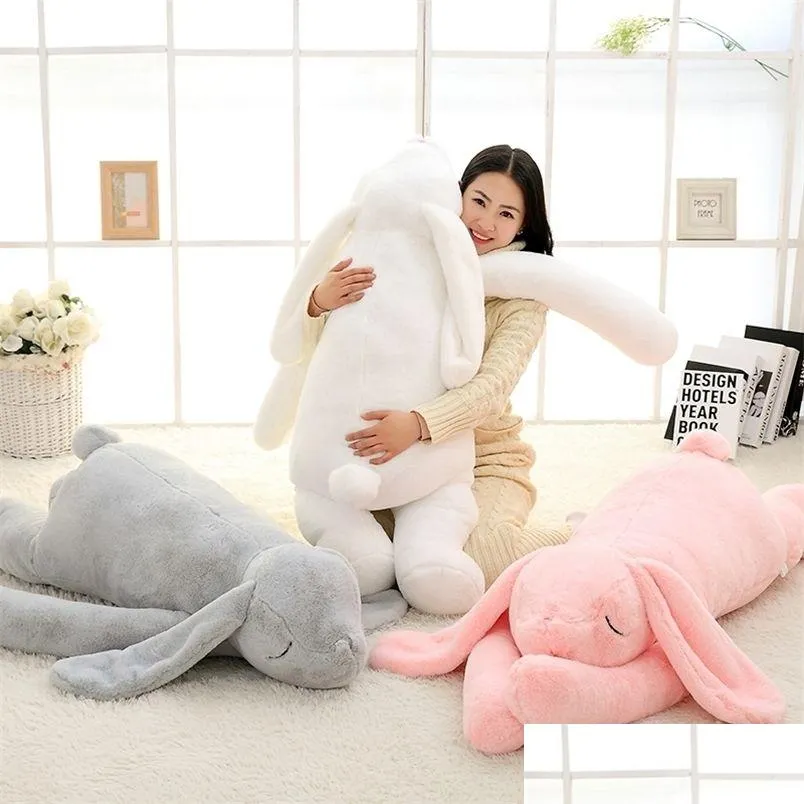 Plush Dolls Lovely Nt Animal 90Cm 120Cm Soft Cartoon Big Ear Bunny Plush Toy Rabbit Stuffed Pillow Girl Gift 220409 Drop Delivery Toys Dhbhj