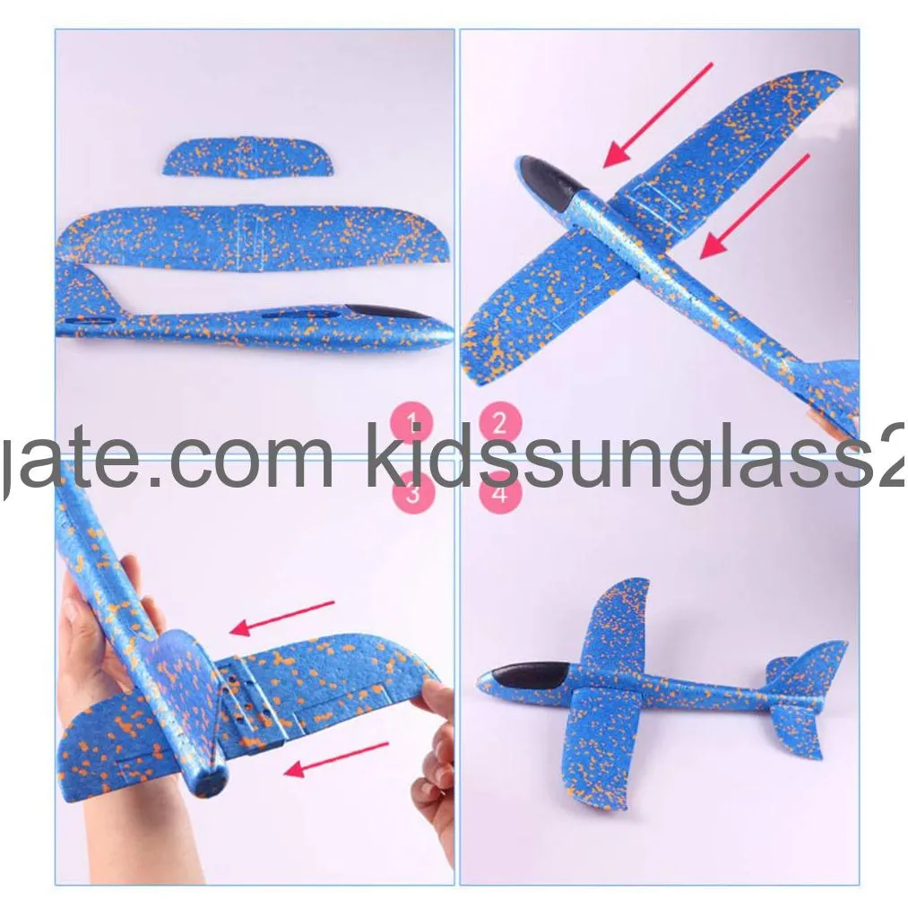 Novel Games Stobok Flight Mode Foam Glider Plane Aircraft Aircraft Airplane Model Manual Throwing Toys Outdoor Sports for Kids 48cm Blue ADD AMIW7