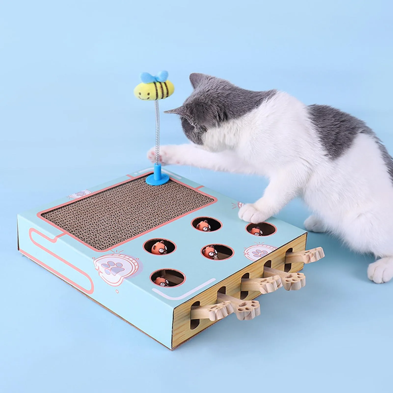 Spielzeug 2021 NEU Katzenspielzeug Chase Hunt Mouse Cat Game Box 3 in 1 mit Scratcher Funny Cat Stick Cat Hit Gophers Interactive Maze Tease Toy