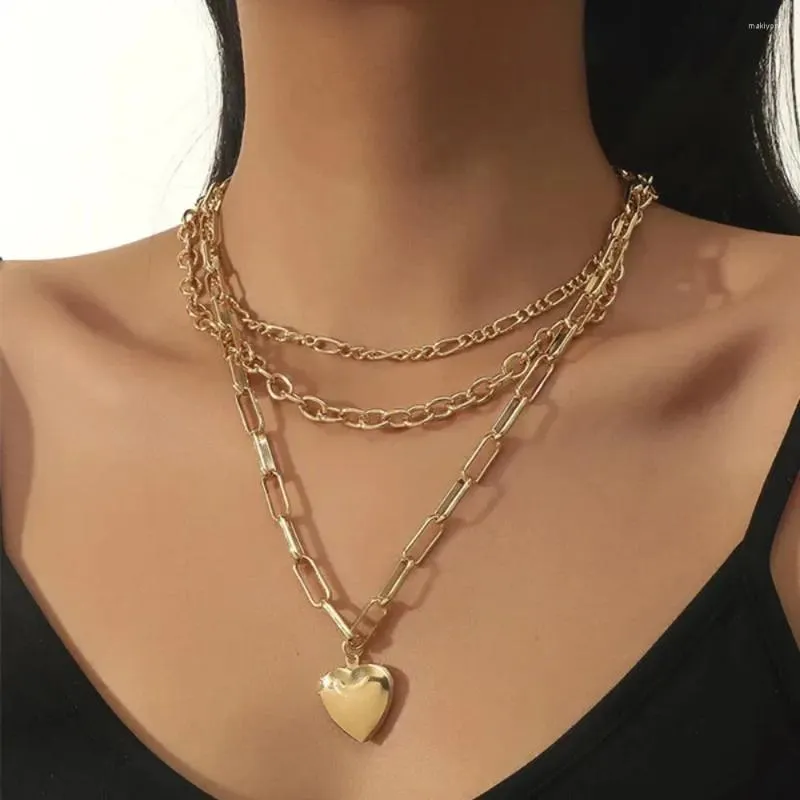 Pendant Necklaces INS Chokers Long Layered Necklace Heart-shaped For Women Fashion Jewelry Accessories Gifts Collares