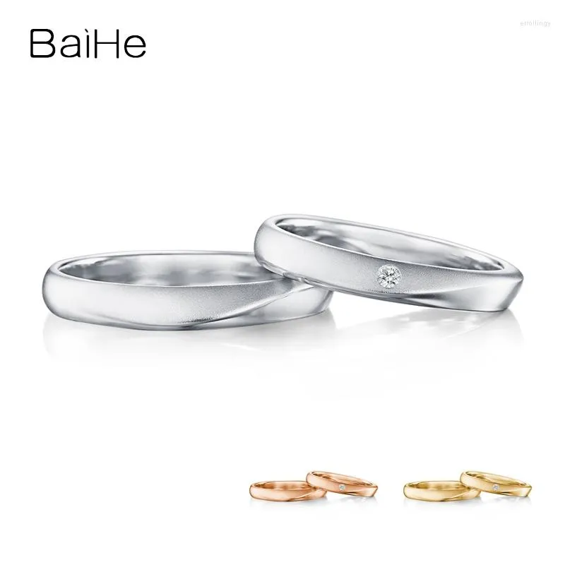 Ringos de cluster Baihe sólido 18k Gold branco H/Si Natural Diamond Ring Men Mulheres Mulheres Trendy Fine Jewelry Making Anel Casal Anillo Pareja