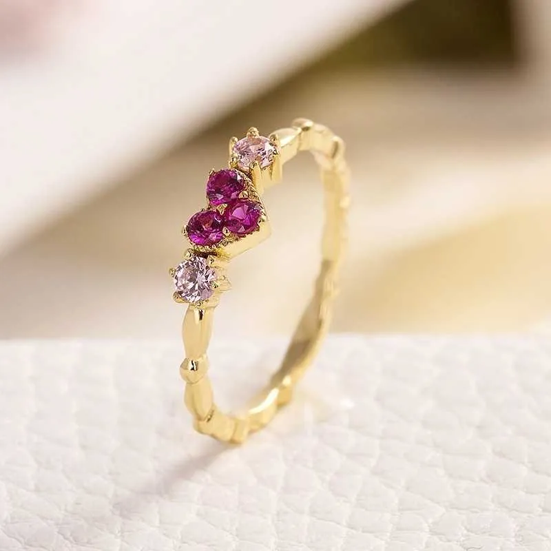 Band Rings Simple Heart Ring Women Rhinestone Cute Finger Rings Wedding Engagement Birthday Gift For Girlfriend Zircon Stone Jewelry AA230426