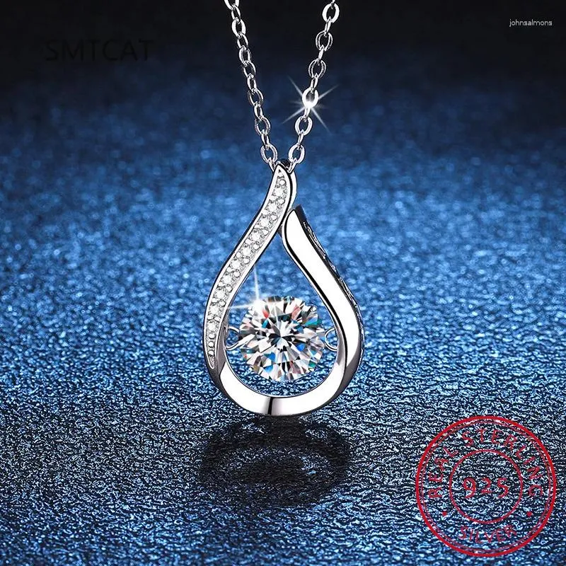 Wisiorki D Color 1 Moissanite Smart Water Drop Naszyjnik dla kobiet S925 Srebrna płyta PT950