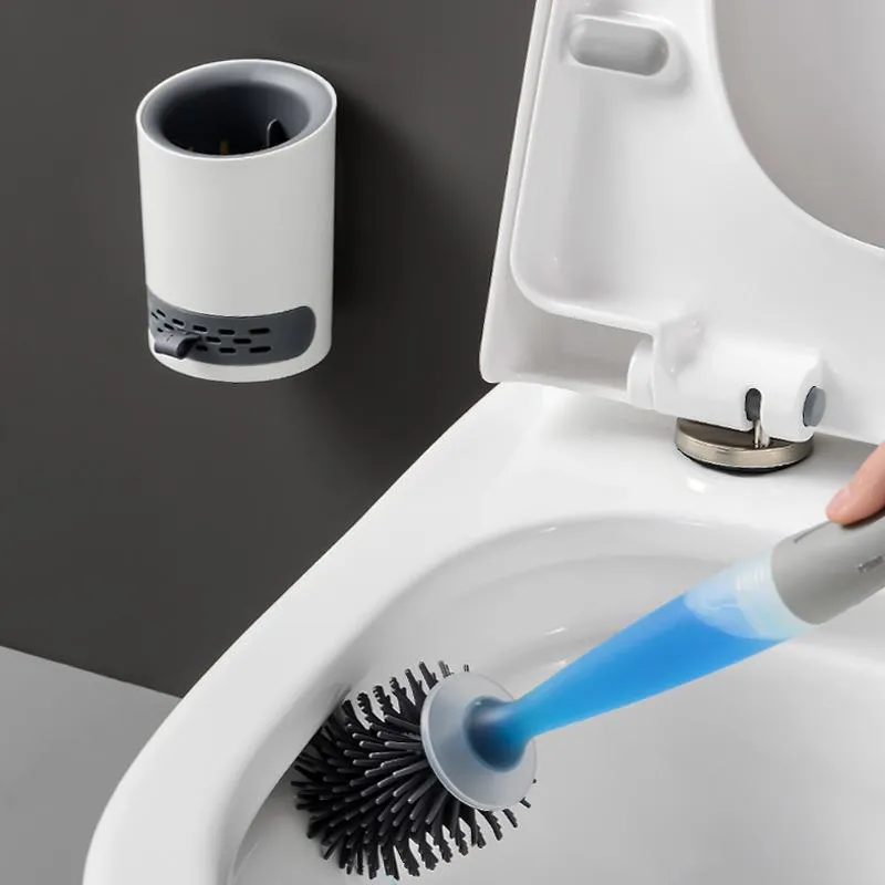 Brushes New LiquidFilled Toilet Brush Toilet No Dead Ends Cleaning Brush Free Punch WallMounted Toilet Brush Set Bathroom Accessories