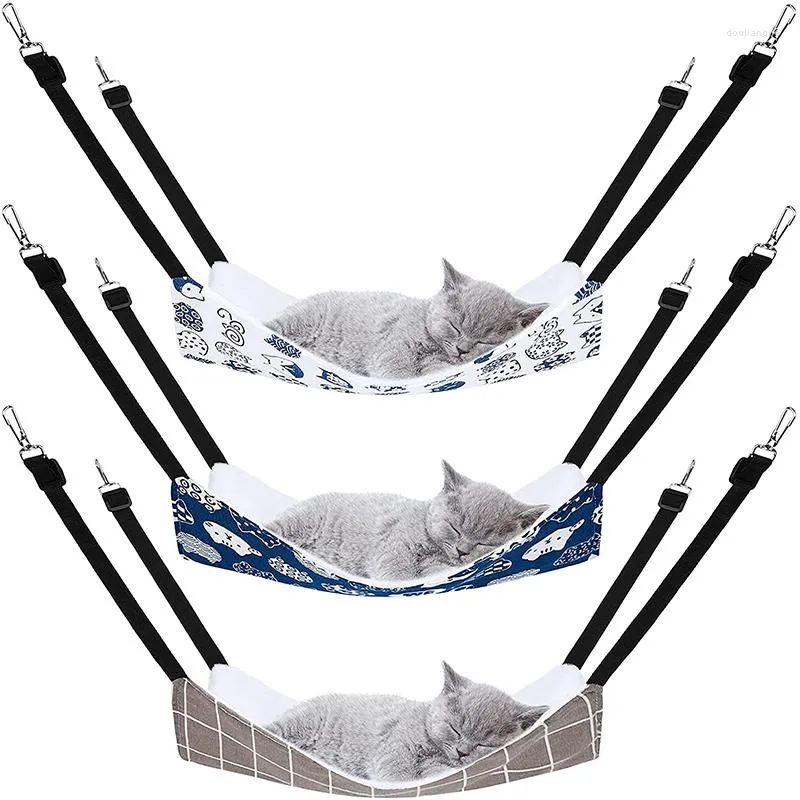 Lits de chats suspendus hamac avec sangles réglables lits de cage pour animaux de compagnie reposant un tampon endormi pour les petits animaux animaux de compagnie