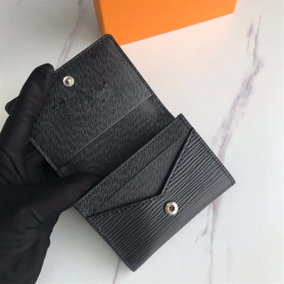 Hiqh Quality Western Design Bifold Card Holders Black Cheek Old Flower Brown Grid avec un bon sac à main en cuir en cuir Box184W