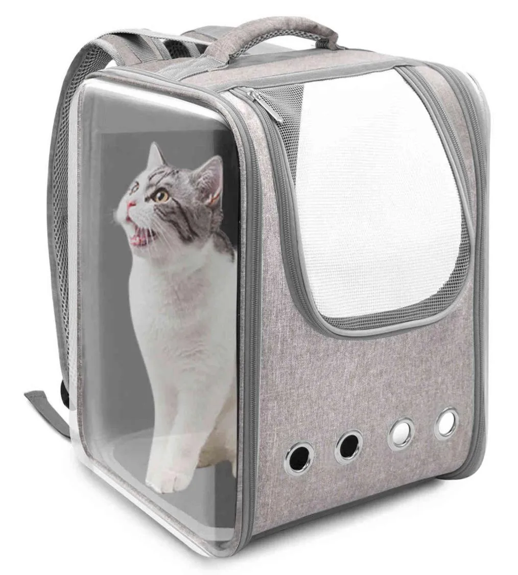 Pet Kedi Çantası Küçük Köpek Seyahat Taşıyıcı Görünür Uzay Kapsülü Kutusu Kedi Sırt Çantası Kediler ve Köpekler için Taşıma 2111203029353
