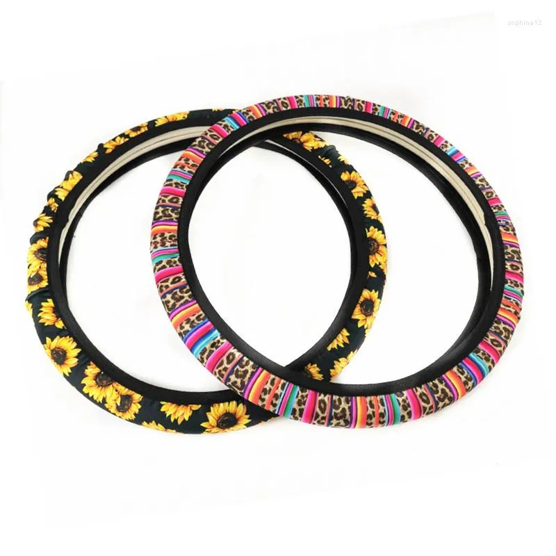 Party Favor 20pcs/lot Arrival High Quality Sublimation Neoprene Car Steering Wheel Cover Sunflower Leopard Serape Cactus Style