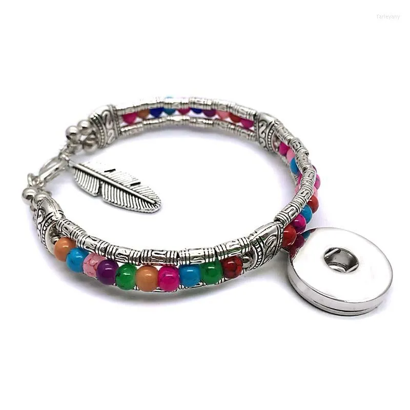 Strand Bohemia National 253 Interchangeable Candy Colors Acrylic Bead Bangle Bracelet 18mm Snap Button Jewelry Women Gift