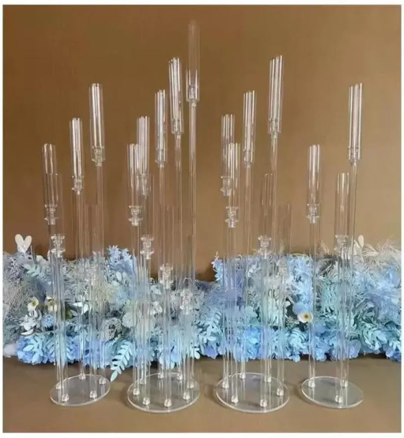 Bröllopsdekoration Centerpiece Candelabra Clear Candle Holder Acrylic Candlesticks For Weddings Event Party SXMY277605852