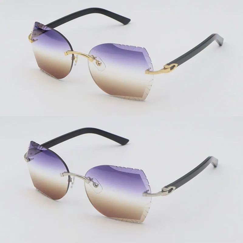 New Designer Rimless Diamond cut Lens Sunglasses Luxury Aztec Arms Sunglasses Male and Female metal frame Eyeglasses Plank Metal Men Cat Eye Sunglasses