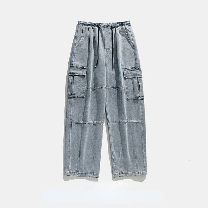 Jeans Cargo Garçon Baggy Décontracté - Taille Élastique, Poches Multiples, Délavé - Pantalon Été Confortable