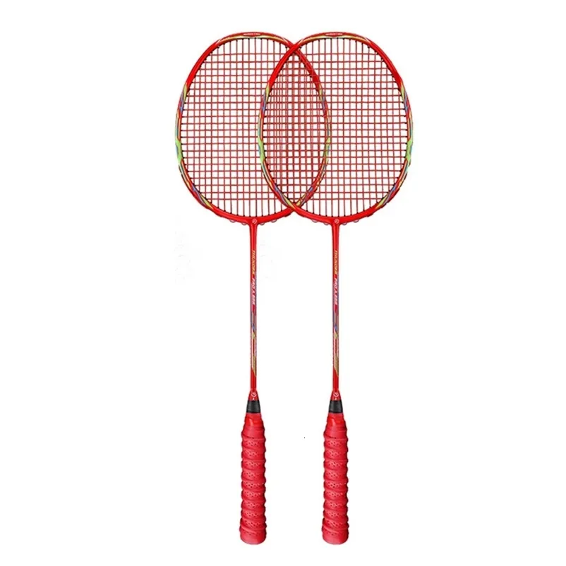 Raquetes de Badminton 2 PCS Fibra de Carbono Completa Ultraleve Conjunto de Raquete de Badminton Treinamento Equipamento Esportivo Profissional Ofensivo Padel 4U Raquete Raquete 231124