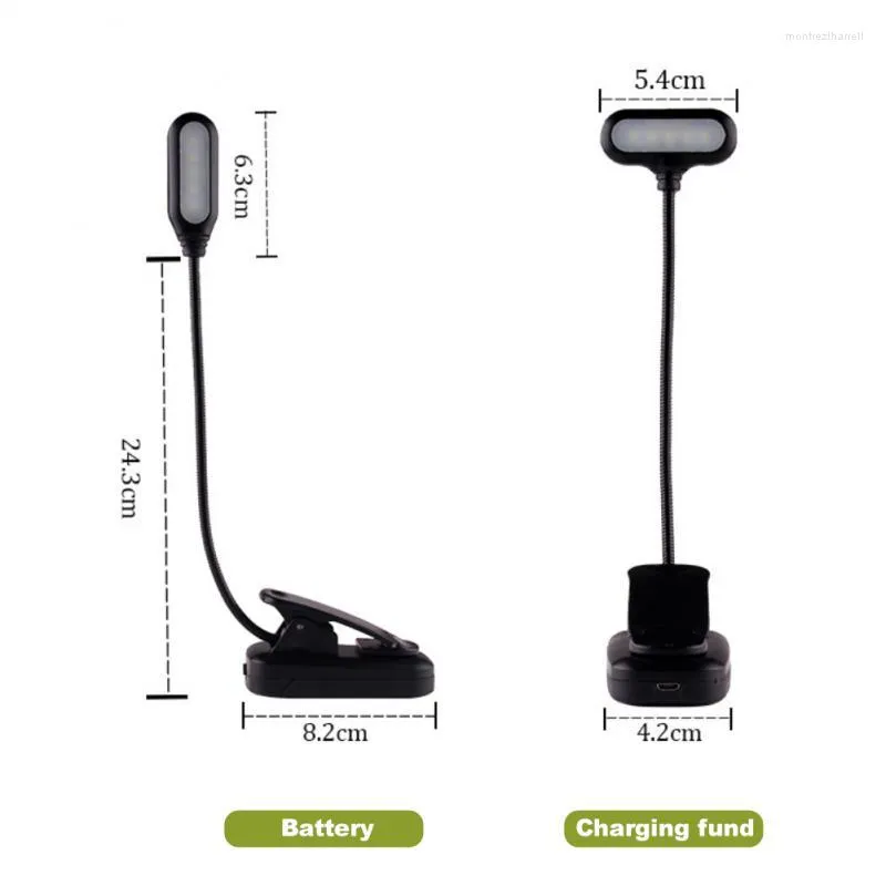 Bordslampor med goosenecks Clip Book Light Travel Accessories Mini Desk Lamp Bedside Reading Night LED