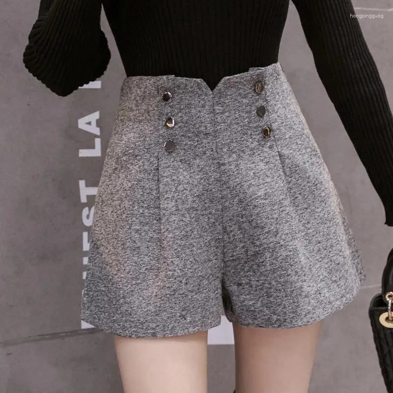 Damskie spodenki 2023 Autumn/Winter High talia Wszechstronne luźne wełniane szerokie spodnie nogi trend mody dla kobiet