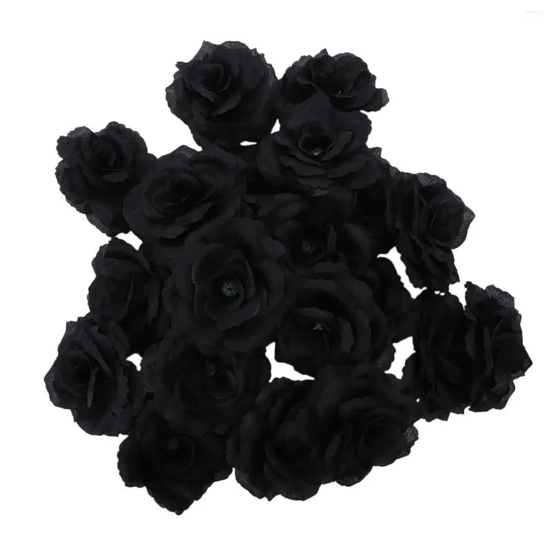 Dekorativa blommor 20 PCS Black Rose Artificial Silk Flower Party Wedding House Office Garden Decor Diy