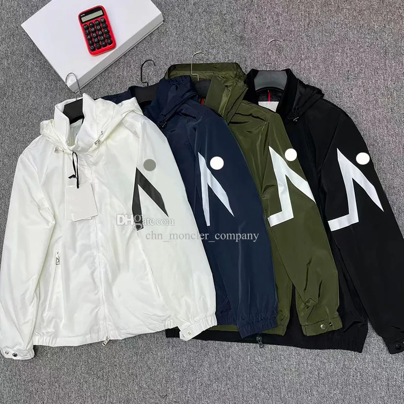 스탠드 업 칼라 후드 가드 점퍼 팔 NFC 배지 윈드 브레이커 2023 New Men Hooded Jacket Spring Autumn Windbreaker Arm Letter Mens 코트 아시아 크기 M-4xl