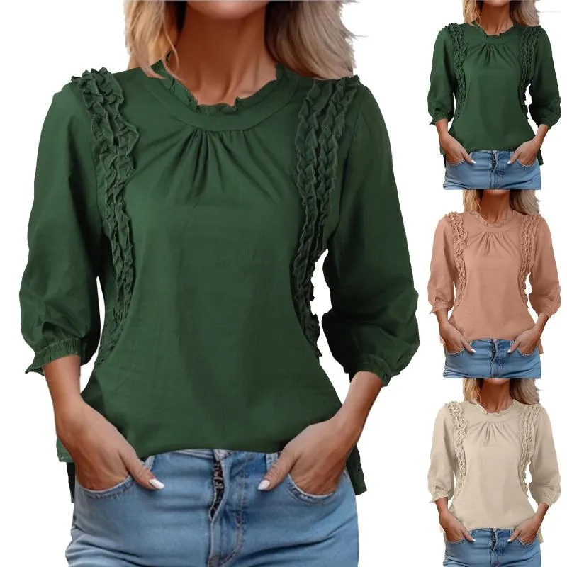 Women's Blouses Fashion O-Neck Loose Folds Hollow Out Puff Sleeve Blouse Women Clothing 2023 Summer Casual Pullovers All-match Shirts Blusas
