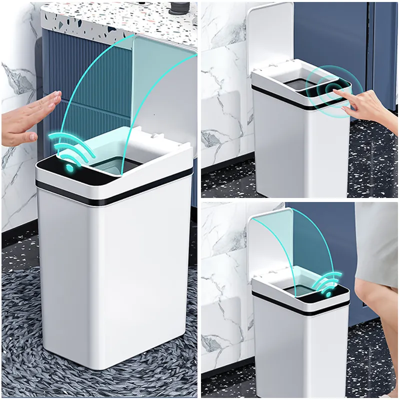Pattumiera Smart Pattumiera Sensore automatico Bidone della spazzatura  Pattumiera impermeabile per cucina Bagno Pattumiera Smart Home Cestino  stretto