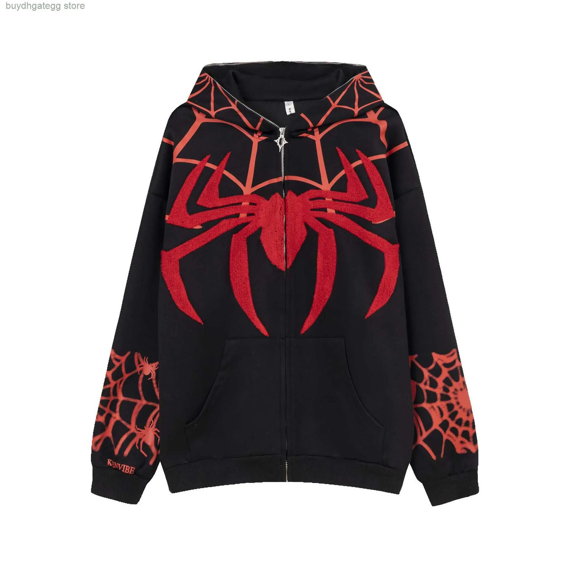 Nuc5 Sweats à capuche pour hommes High Street American Spider Man Serviette brodée Cardigan à capuche Pull unisexe Marque de mode Lâche décontracté Hip Hop Manteau