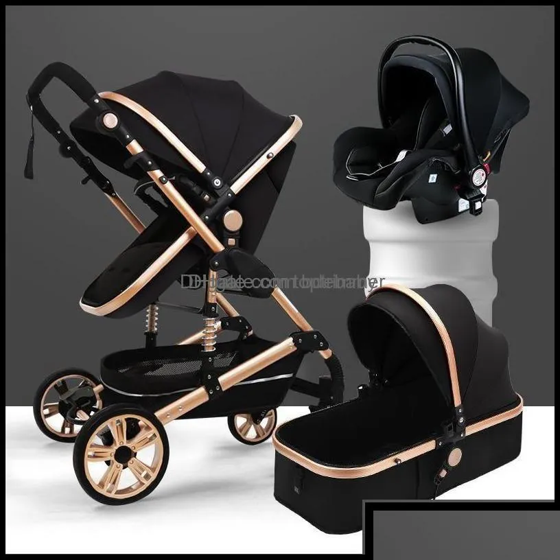 Kinderwagens# Kinderwagens Baby Kids Zwangerschap Luxe kinderwagen High Landview 3 in 1 draagbare kinderwagen Kinderwagen Comfort voor geboren Drop Delivery B Dh8Ab