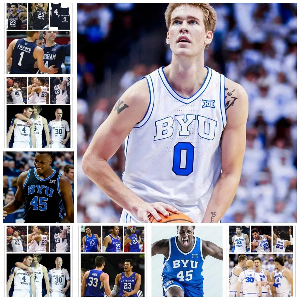 2023 XII BYU COUGARS كرة السلة Jersey 12 Townsend Tripple 24 Dawson Baker 50 aly Khalifa Byu Jerseys Custom Stitched Mens Mens