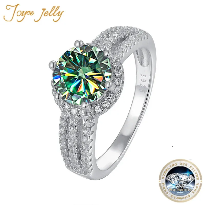 JoyceJelly Luxe Ronde 2CT 8mm VVS D KLEUR Diamanten Ring Voor Vrouwen S925 Sterling Zilveren Verlovingscadeau 231127