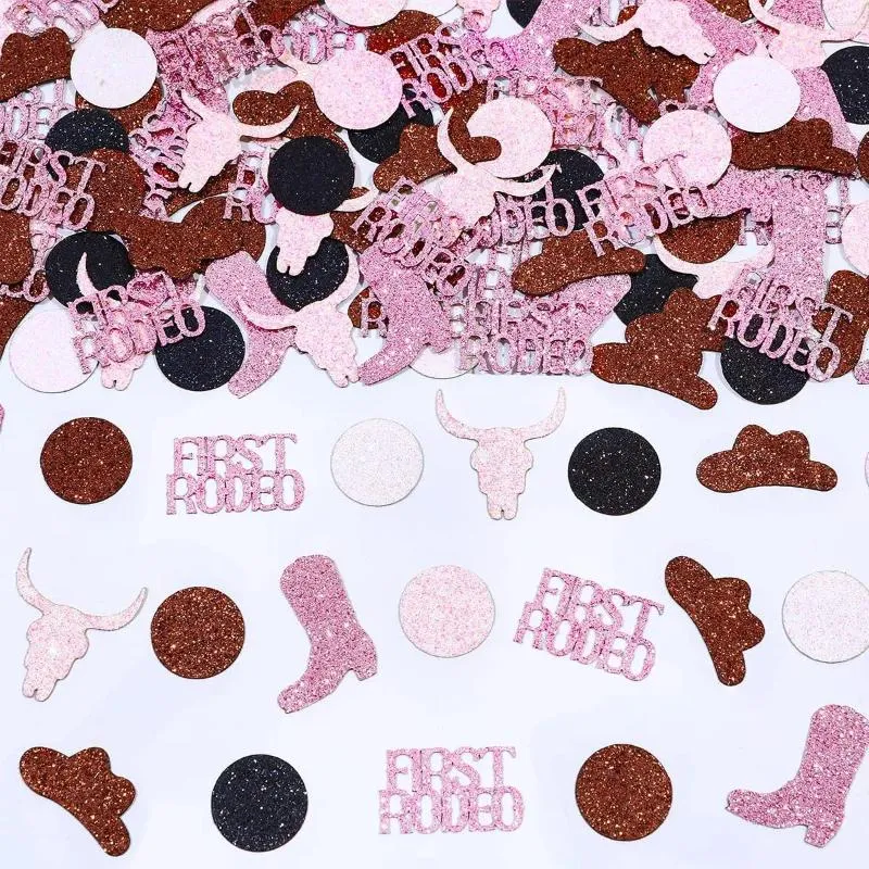 Party Decoration First Rodeo Confetti 200PCS For Western Cowgirl 1st Birthday Pink Brown Boots Cowboy Hat Cow Head Supplies