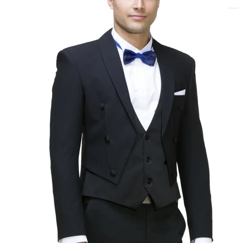 Herenpakken voor mannen Blazer Masculino Kostuum Homme Trajes Elegante Para Hombres Zwarte Tuxedo Jas Broek Vest Driedelig Slim Fit