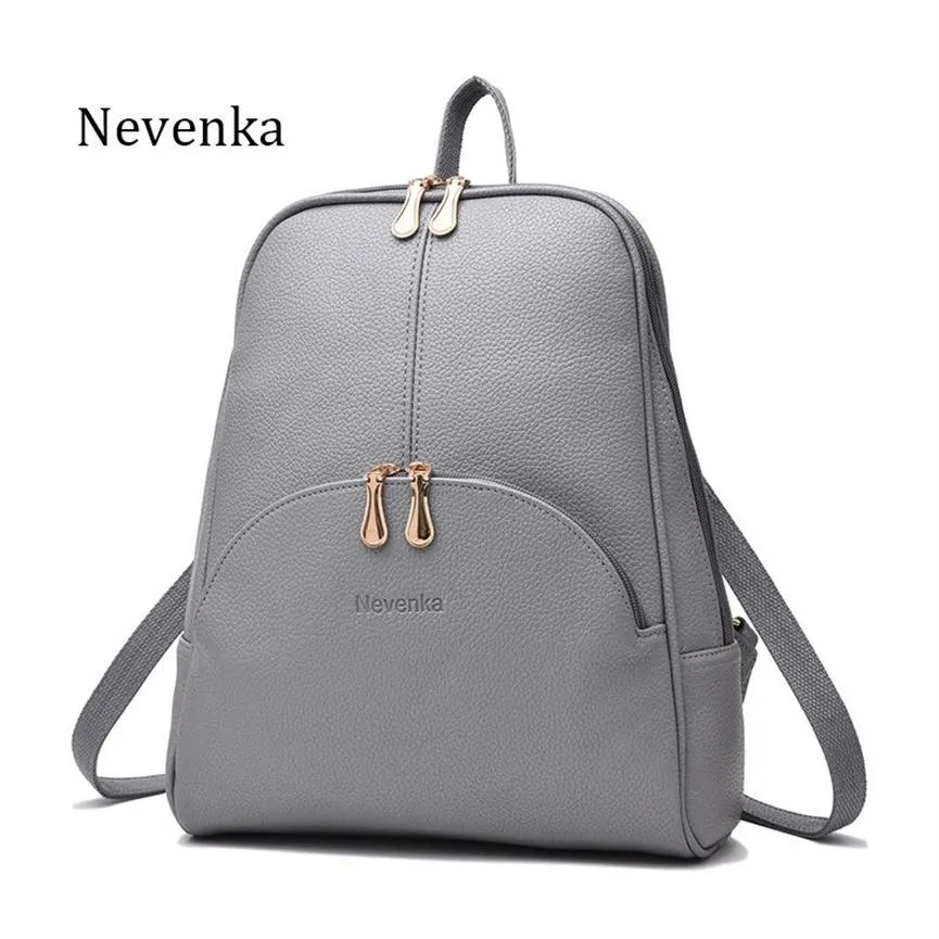 Nevenka Mini-Rucksack für Damen, leicht, Tagesrucksäcke, modische Mädchen-Rucksäcke, Damen-Leder-Schultasche, weiblich, grauer Rucksack, Schwarz, J19255D