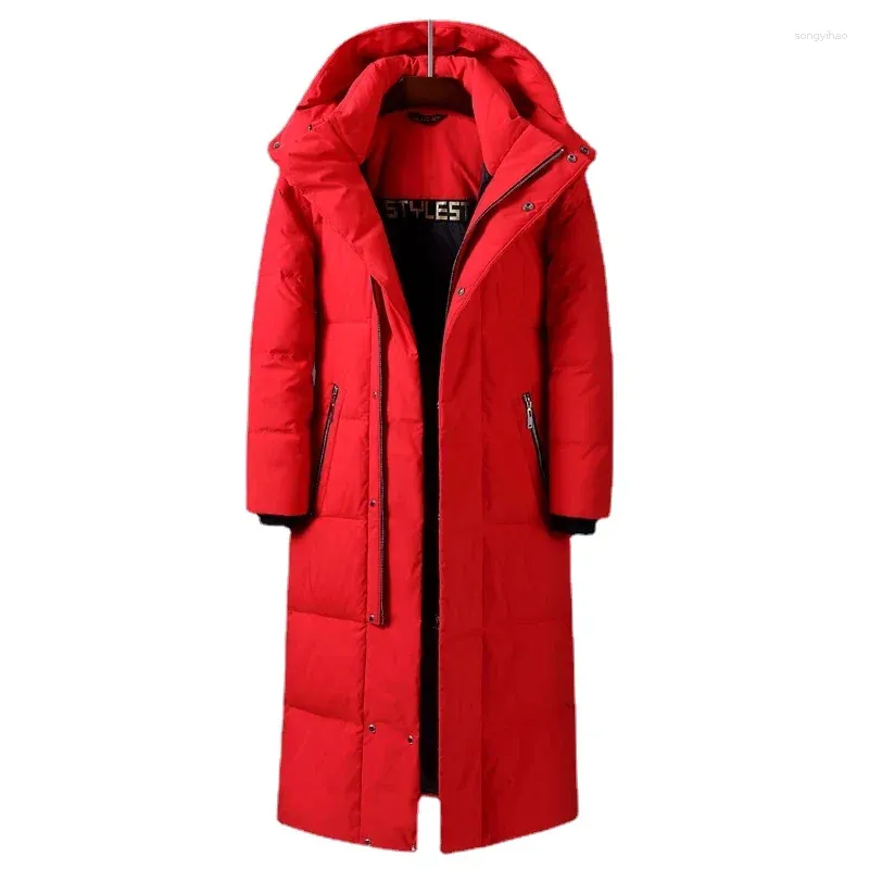 Damskie okopy płaszcza męskie marka czerwona X-Long Down 2023 Zima nad kolanem zagęszcza ciepłe odłączane czapkę kurtki kanadyjskie płaszcz 5xl