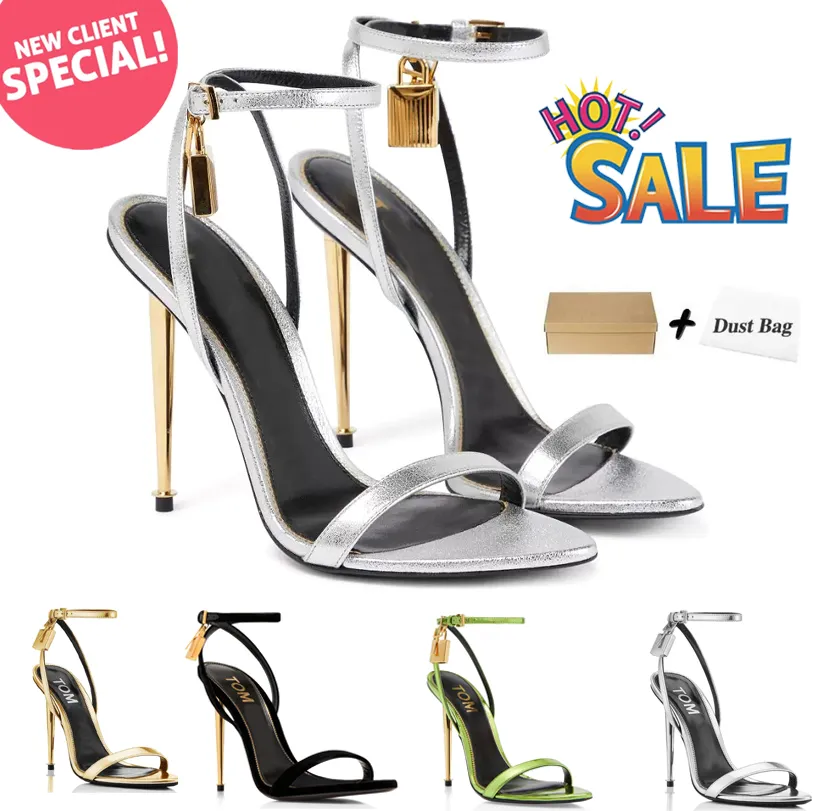 With Box Dress Shoes Heels Padlock Pointy Naked Sandal Pointy Toe Shape Shoes Woman Designer Buckle Ankle Strap Heeled High Heels Sandals 34-42 tom4