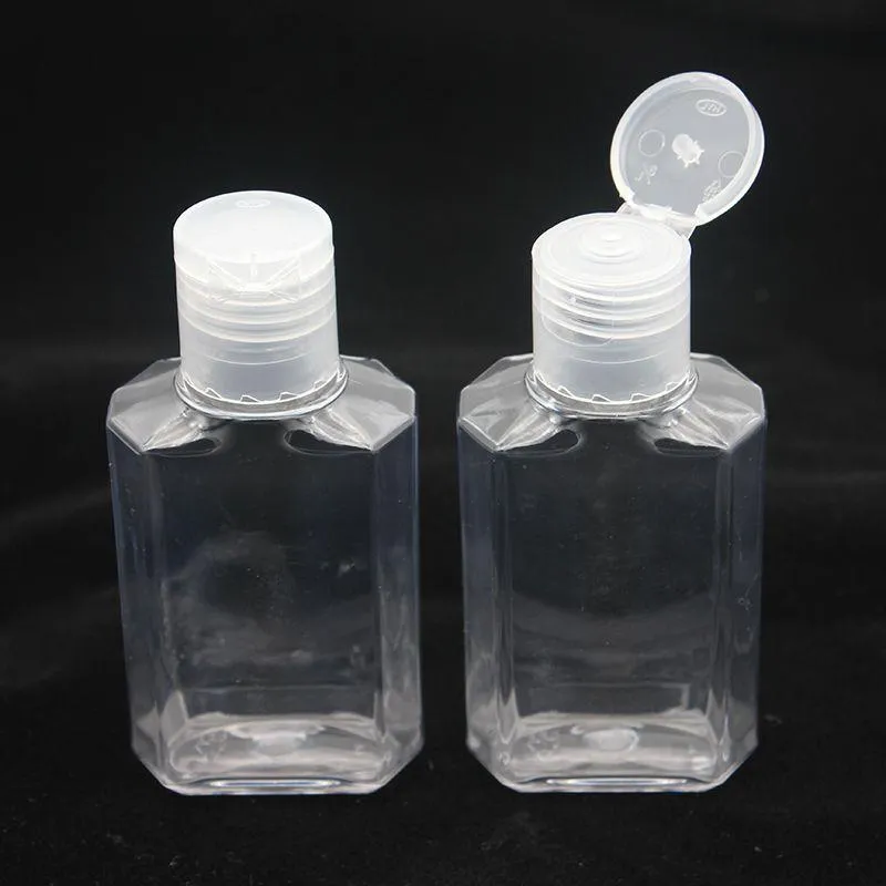 60 ml leere Händedesinfektionsgel-Flasche, Handseife, Flüssigkeitsflasche, klare, zusammengedrückte Haustier-Sub-Reiseflasche, Kochm
