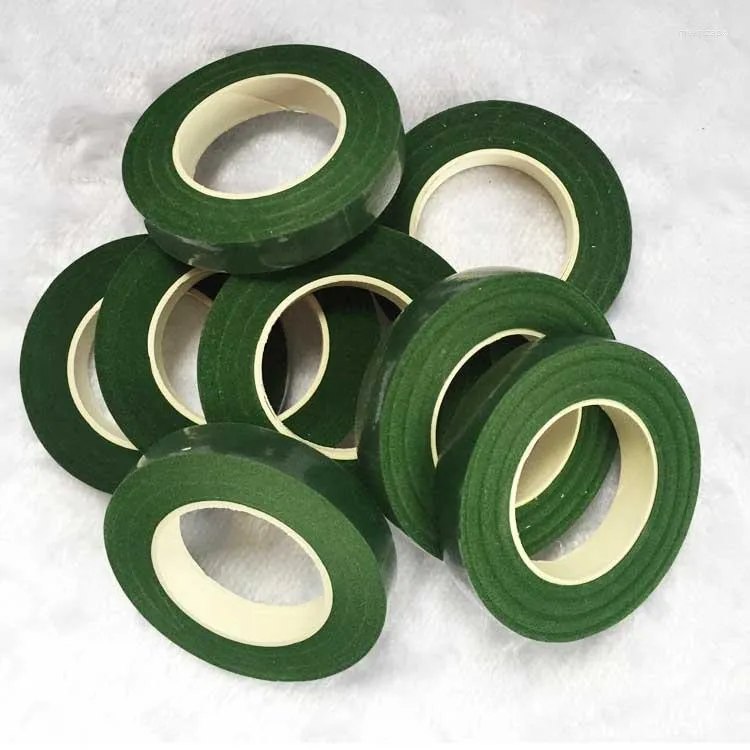 Fiori decorativi 10 rotoli 1,2 cm 30 yard Decorazioni floreali fai-da-te Nastro di carta verde autoadesivo Stelo floreale Forniture per fioristi Fornitura artificiale