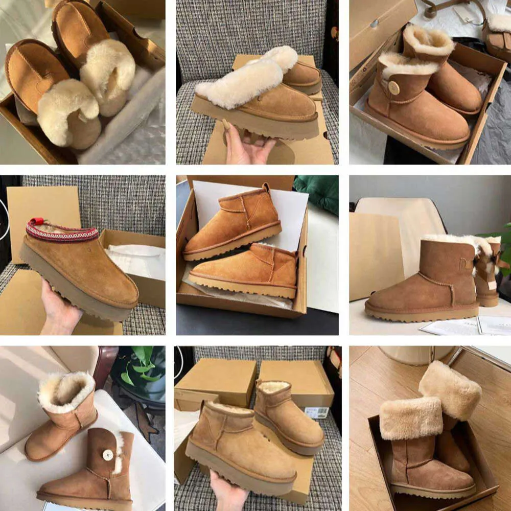 Australien stövlar designer kvinnor snö boot bailey uggsboot kastanj taz